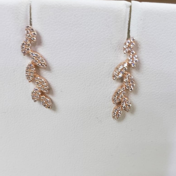Ear Climber, Cubic Zirconia, Rose Gold or Silver - Picture 5 of 5